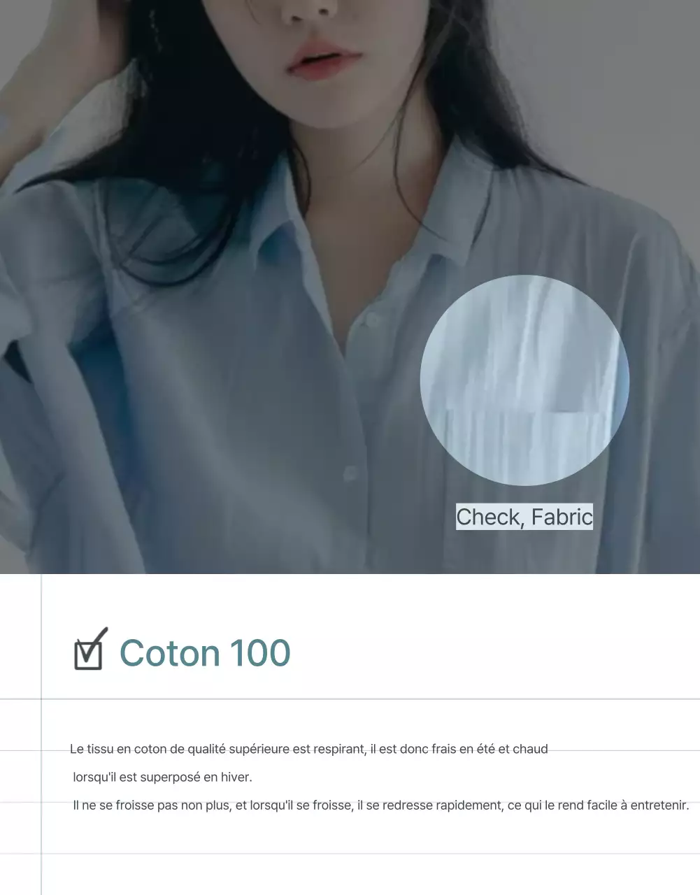 Promouvoir une page d'information minimaliste sur la mode en bleu clair et en gris