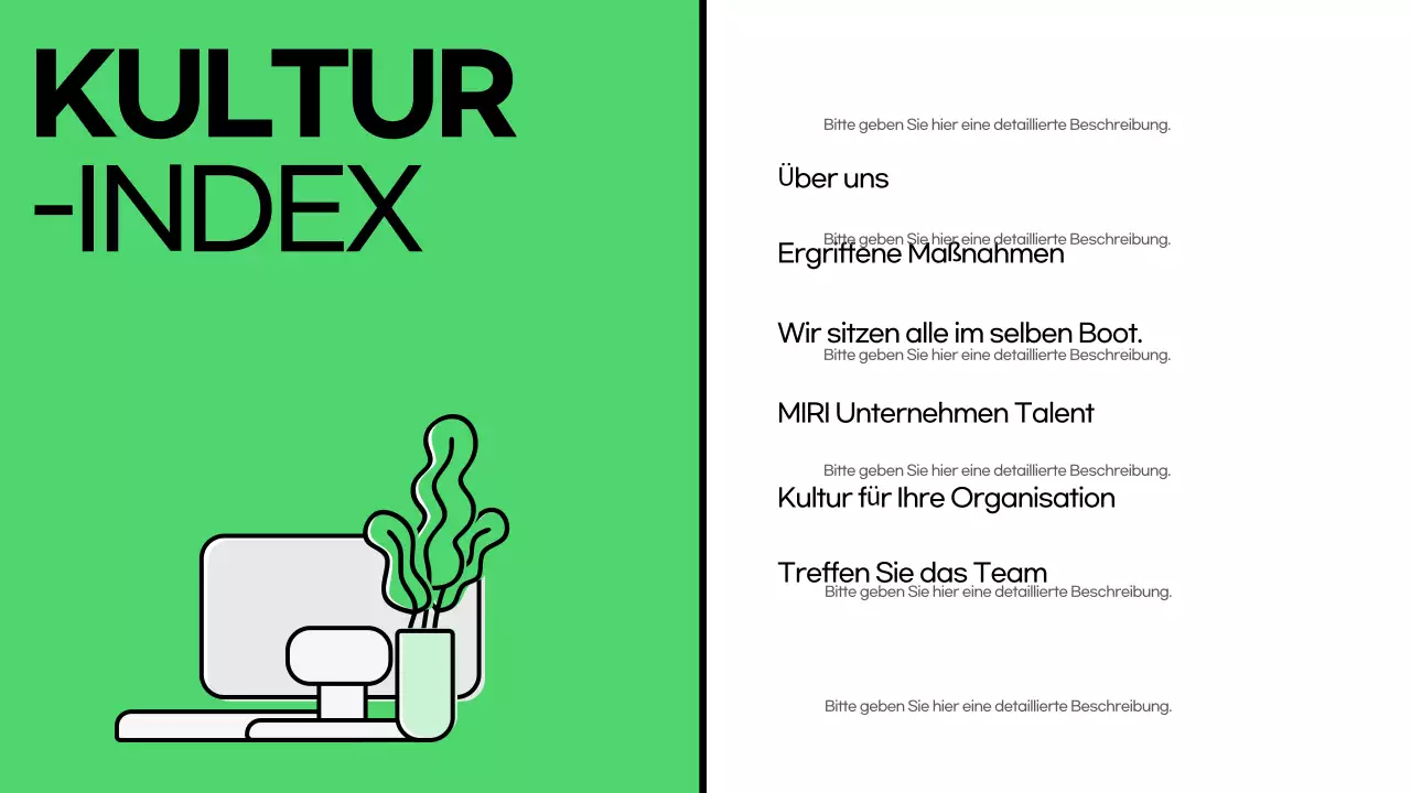 Eine Einführung in das grüne, trendige Unternehmenskulturdeck