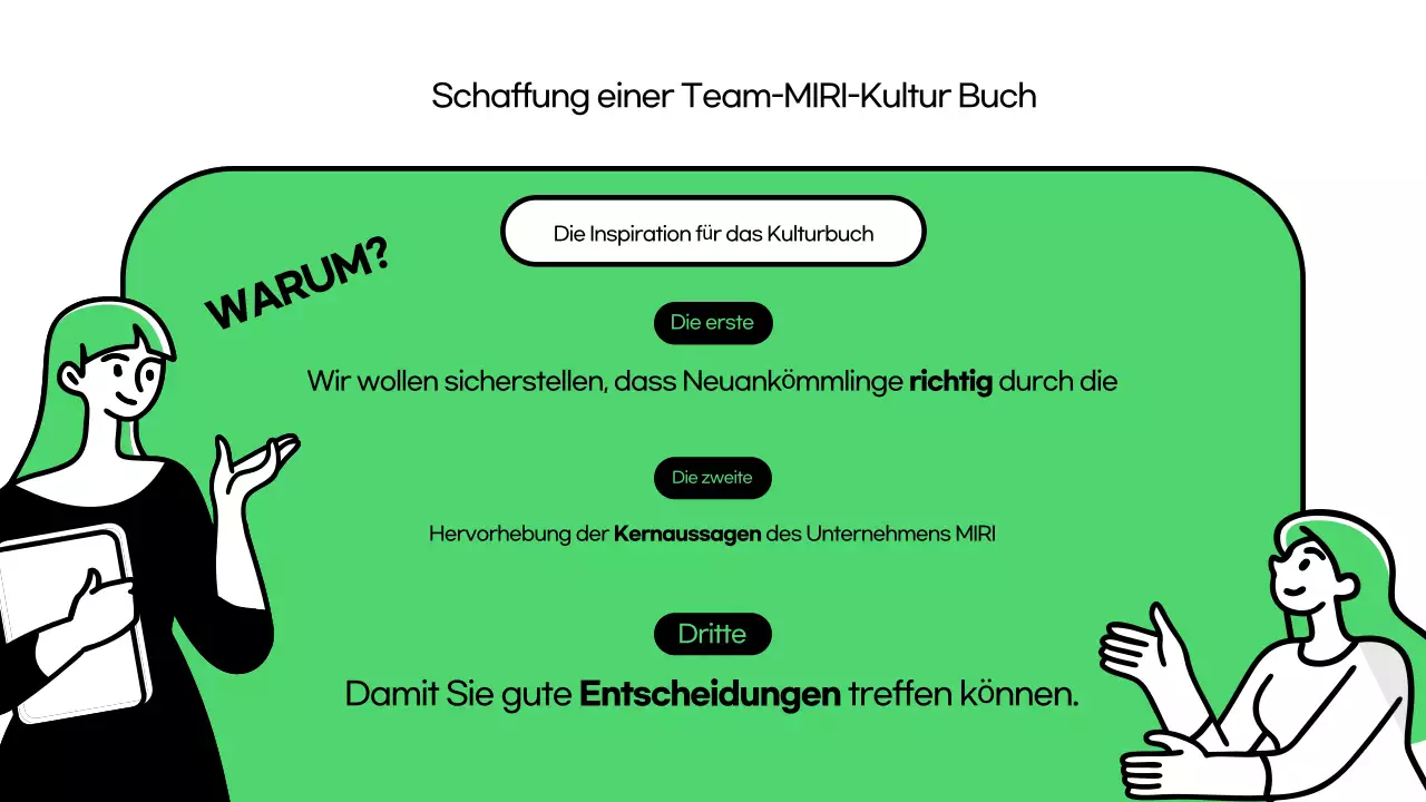Eine Einführung in das grüne, trendige Unternehmenskulturdeck