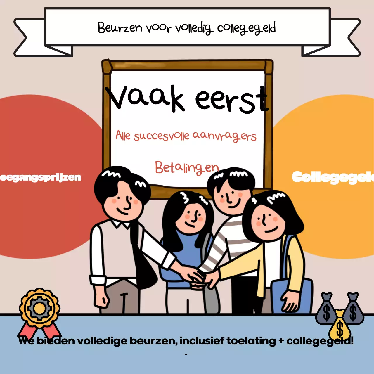 Beige en zwarte pop-art voor universiteitswerving