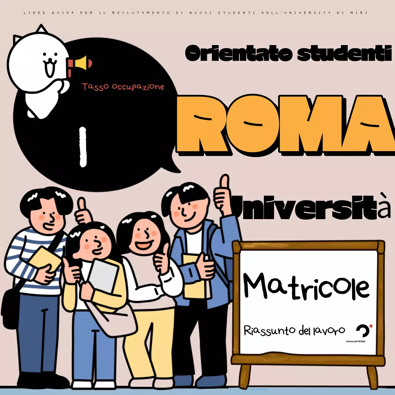 Pop art beige e nera per il reclutamento universitario