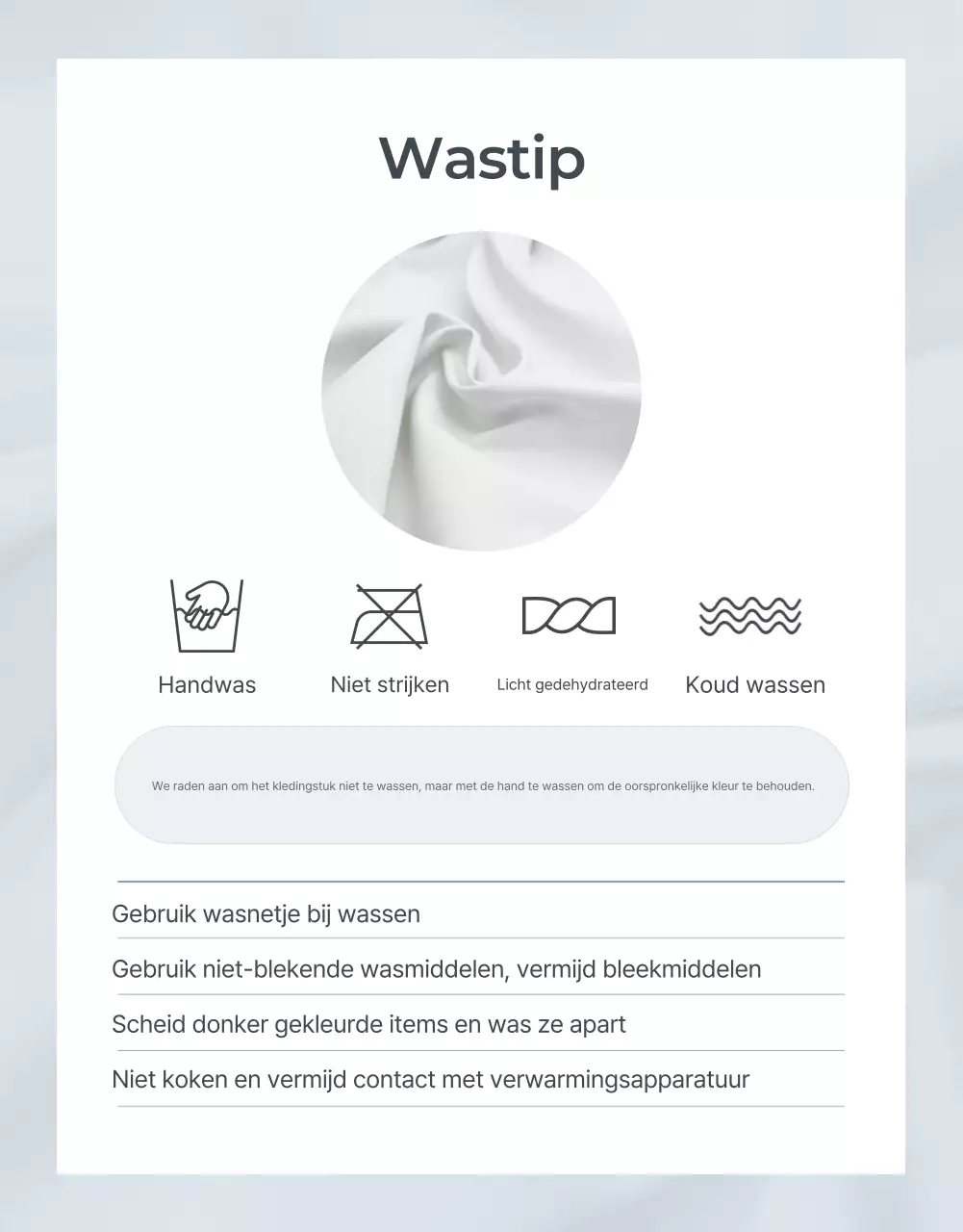 Promoot een minimalistische modepagina in lichtblauw en grijs