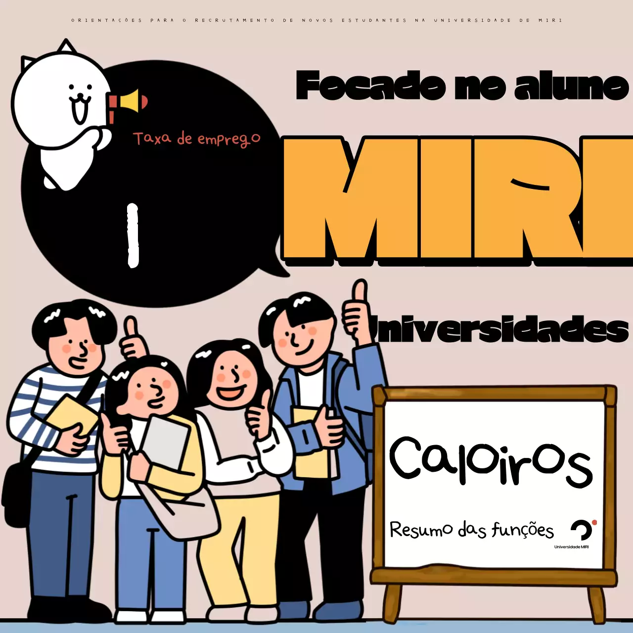 Arte pop bege e preta para recrutamento universitário