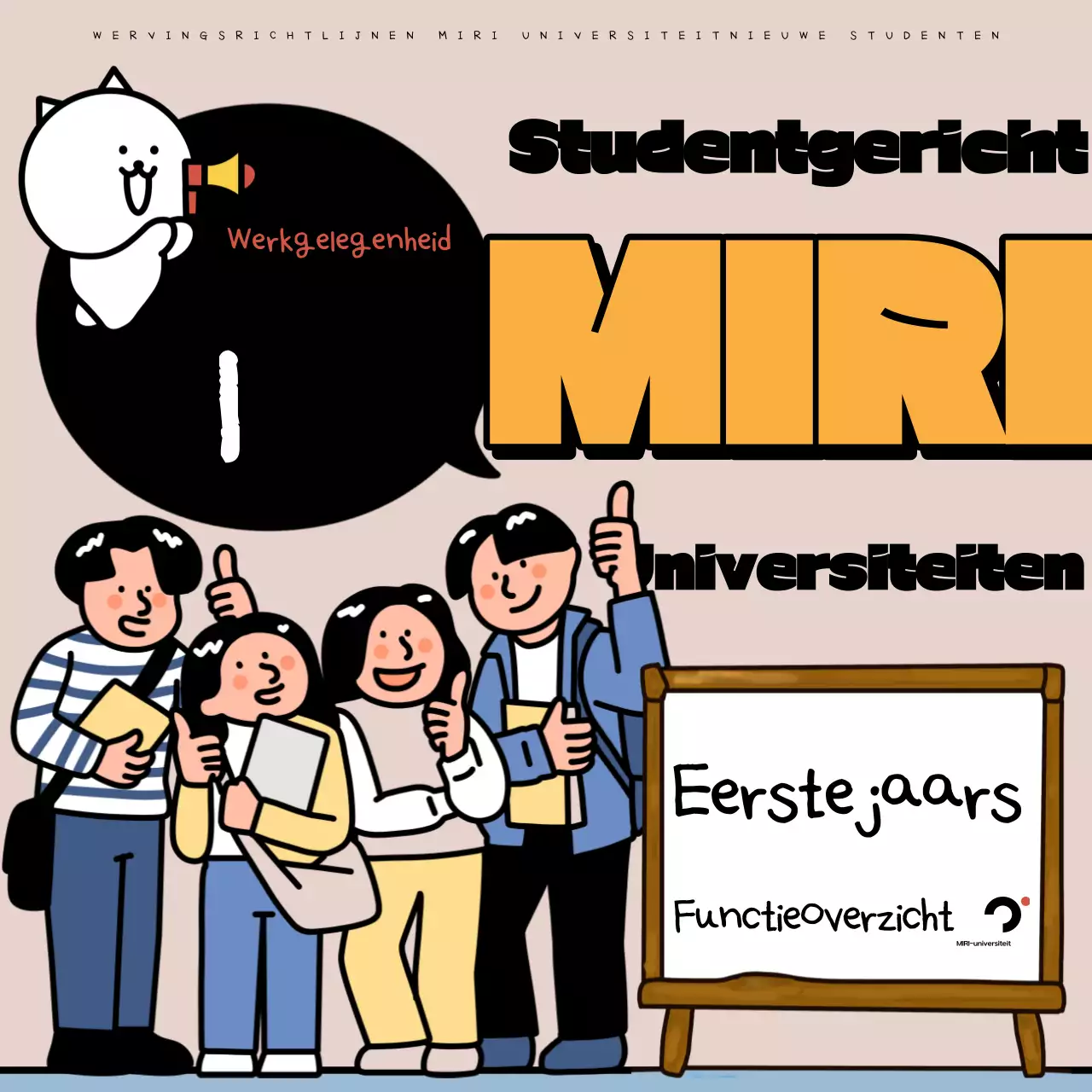 Beige en zwarte pop-art voor universiteitswerving