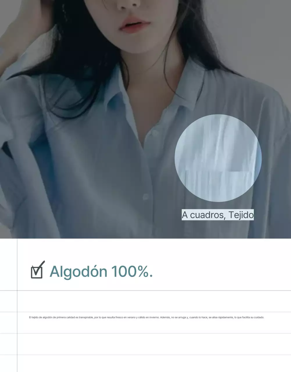 Promover una página de detalles de moda minimalista en azul claro y gris