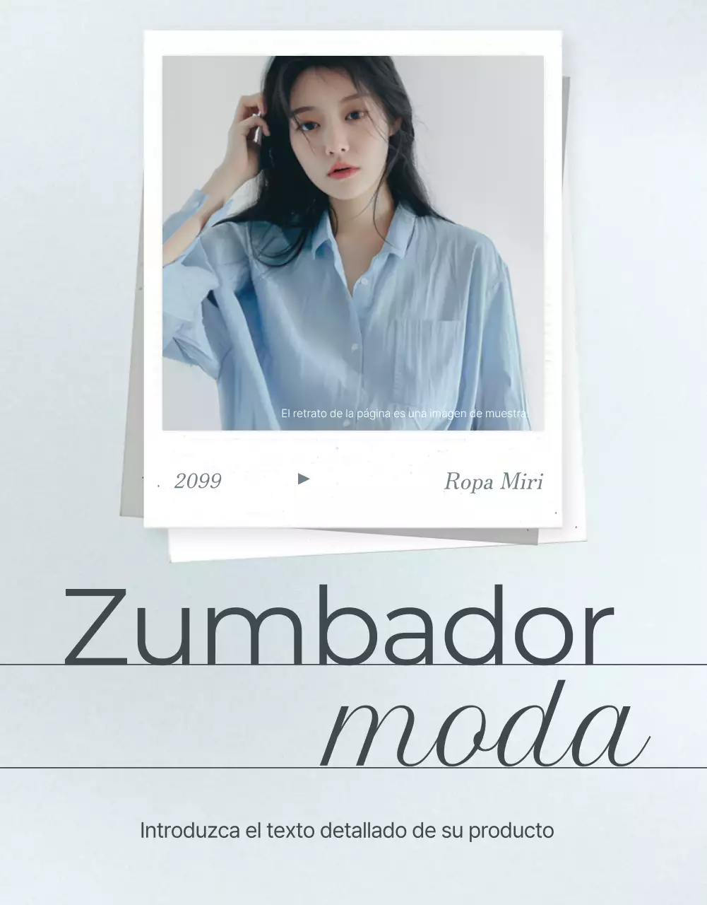 Promover una página de detalles de moda minimalista en azul claro y gris