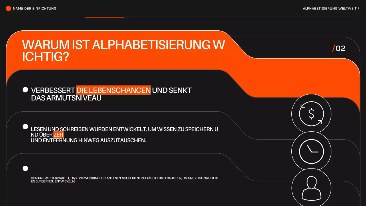 Orange Black Modern Literacy Around the World Vortragsmaterial