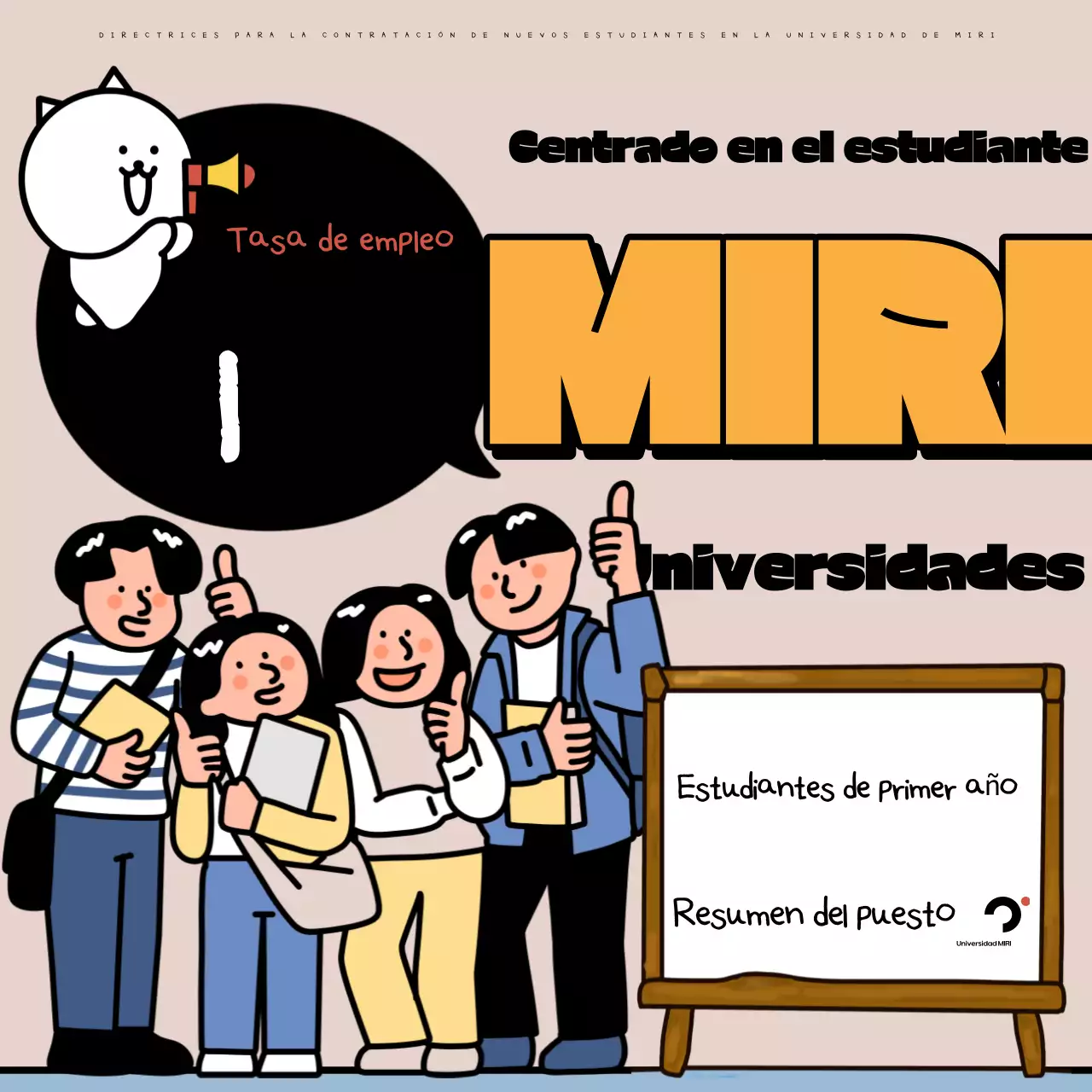 Arte pop en beige y negro para la contratación universitaria