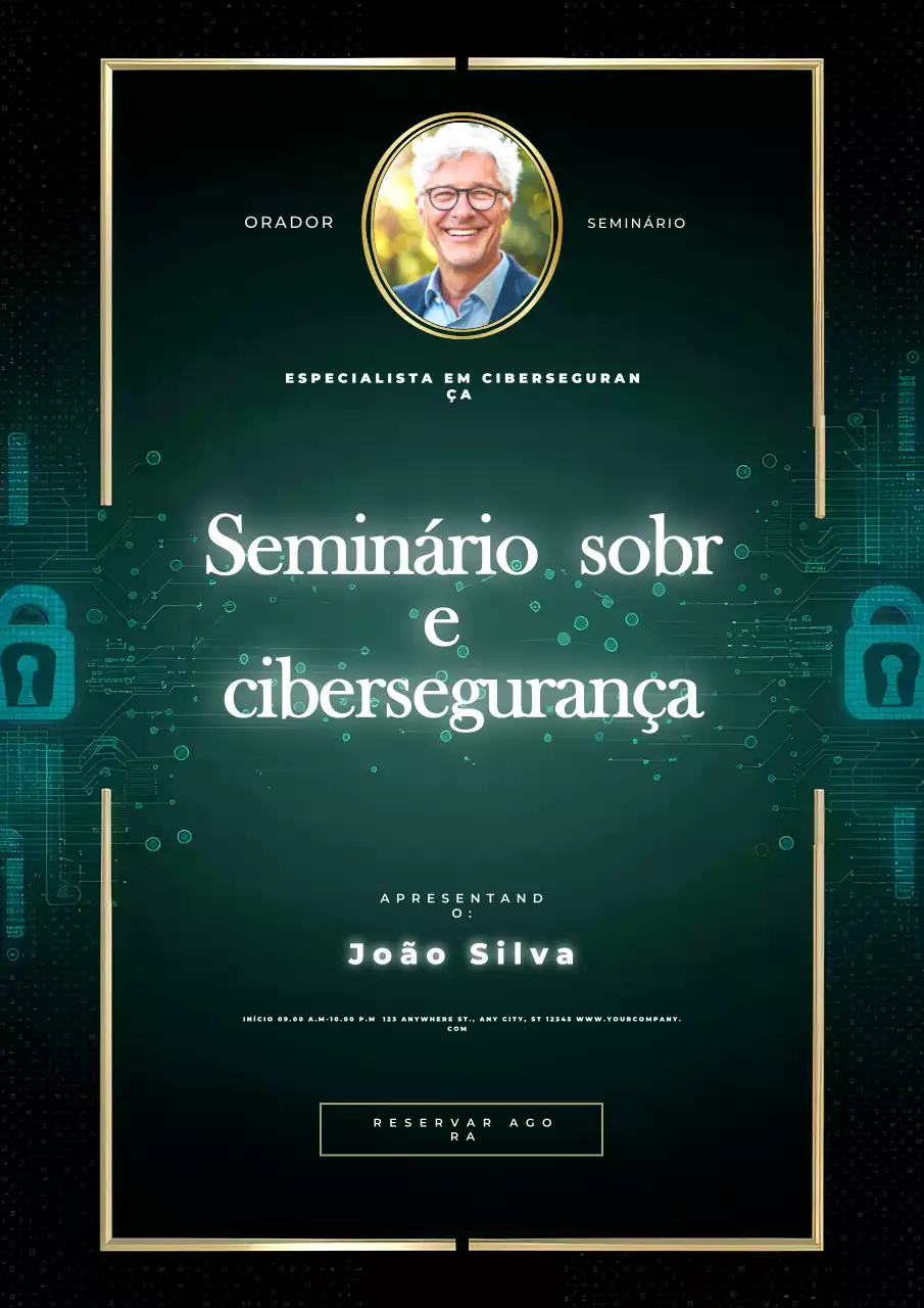 promoção do Seminário sobre Cibersegurança verde e preto moderno