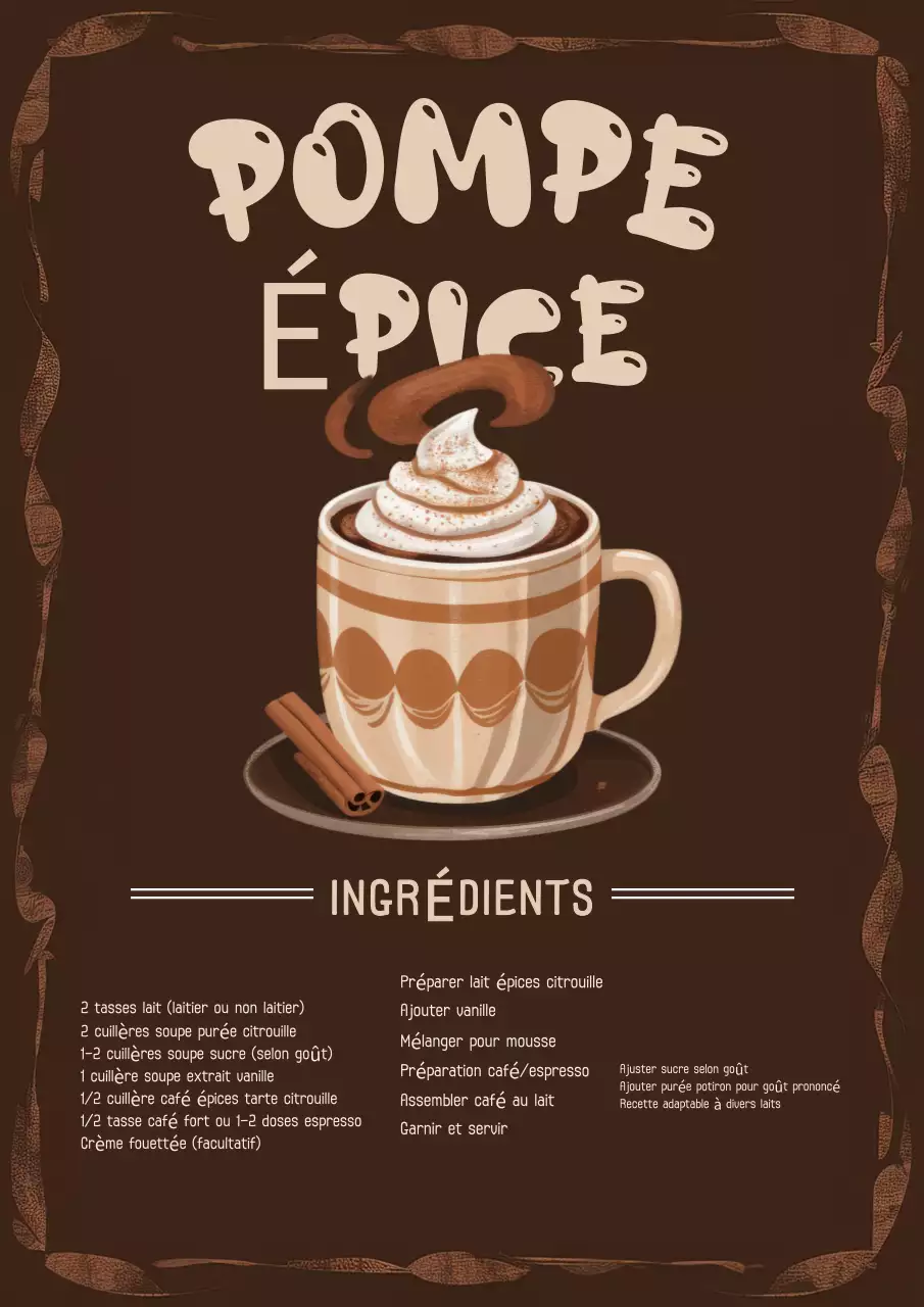 Recette classique de Brown Pumpkin Spice Latte