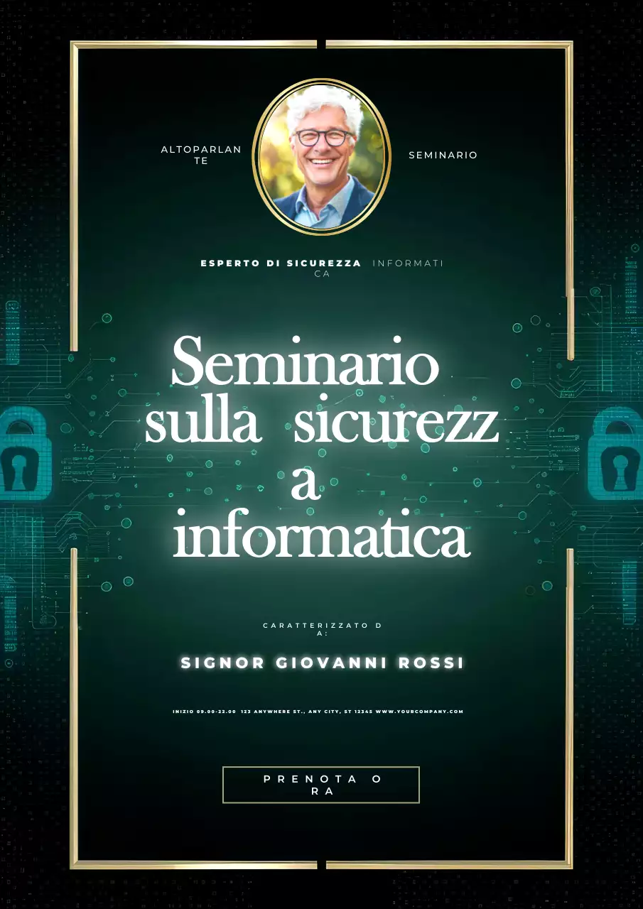 promozione del Seminario di Cyber-Security moderno verde e nero