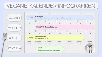 blauer und grauer Kalender für einfache vegane Ernährung