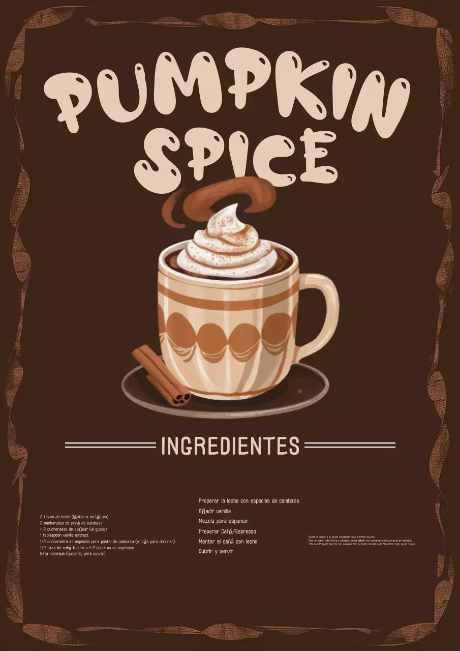 Receta clásica de café con leche y especias de calabaza