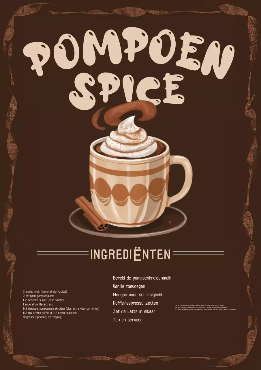 Bruin Klassiek Pompoen Spice Latte Recept