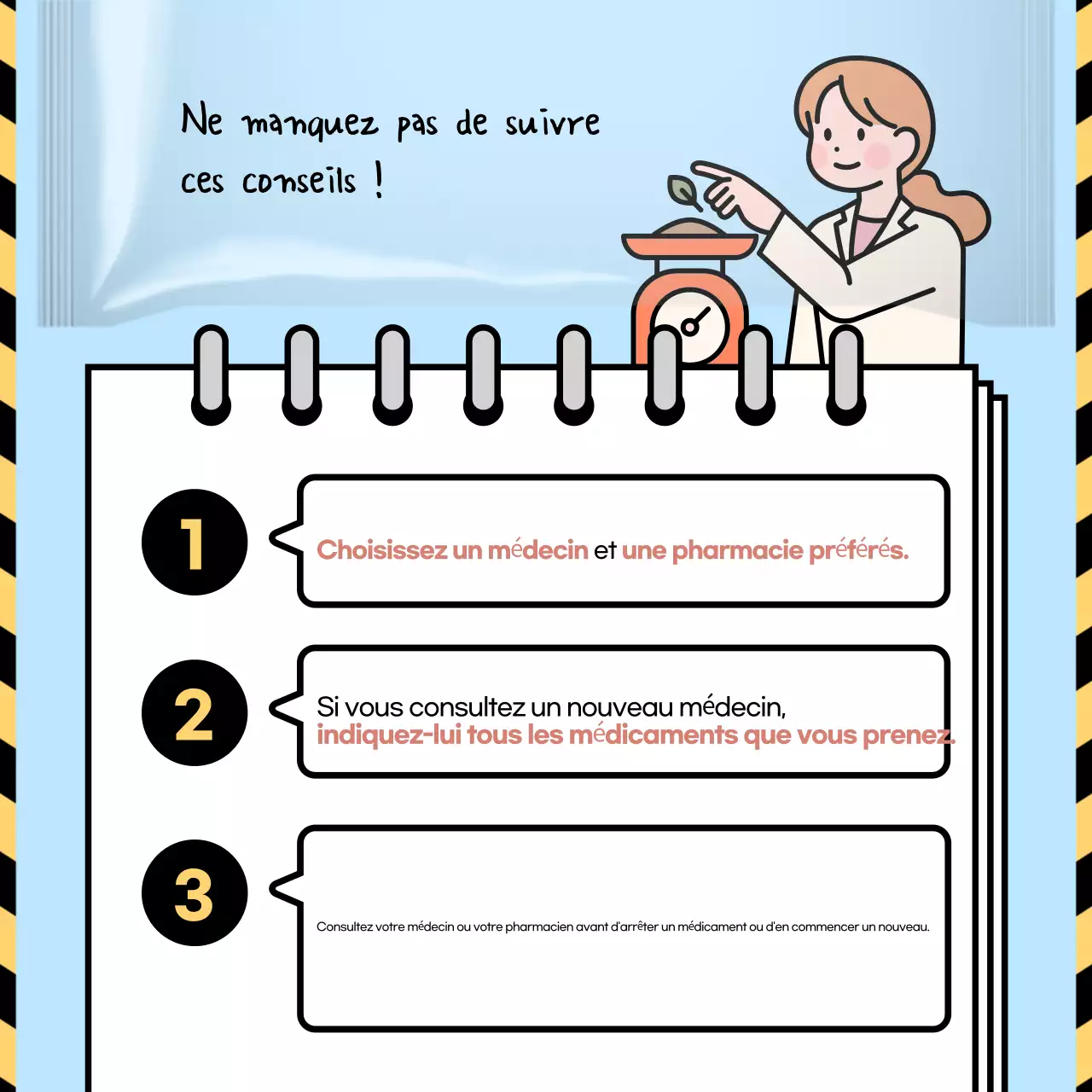 Un guide pop-art, blanc et noir, des médicaments pour les personnes âgées