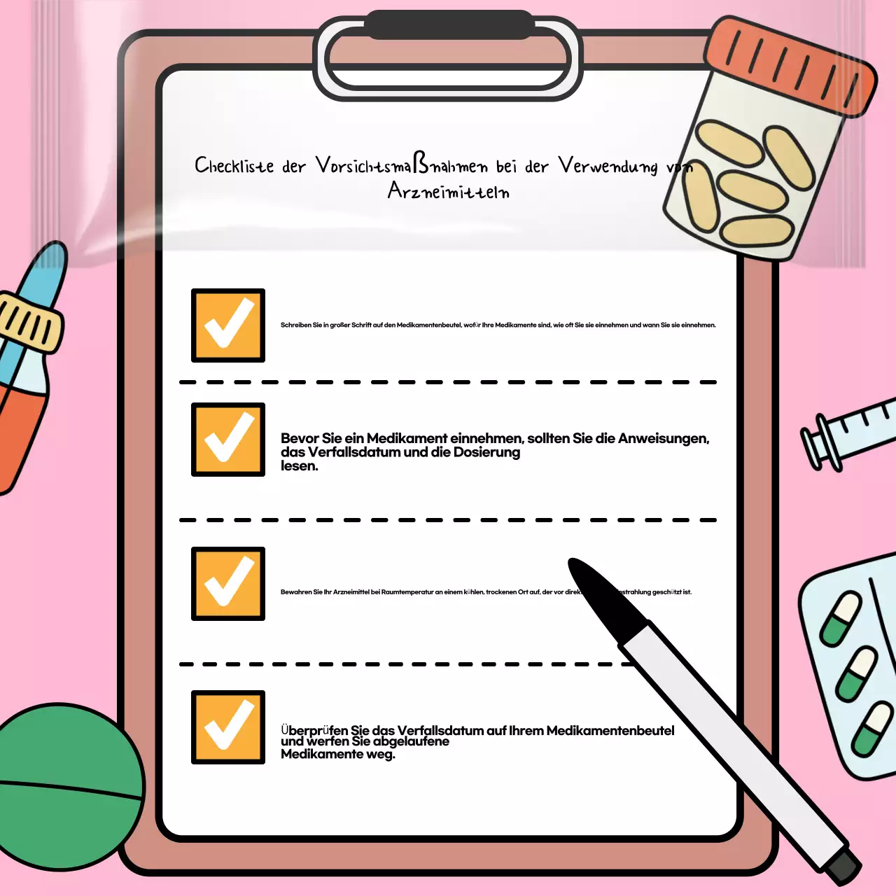 Ein weiß-schwarzer Pop-Art-Leitfaden zu Medikamenten für Senioren