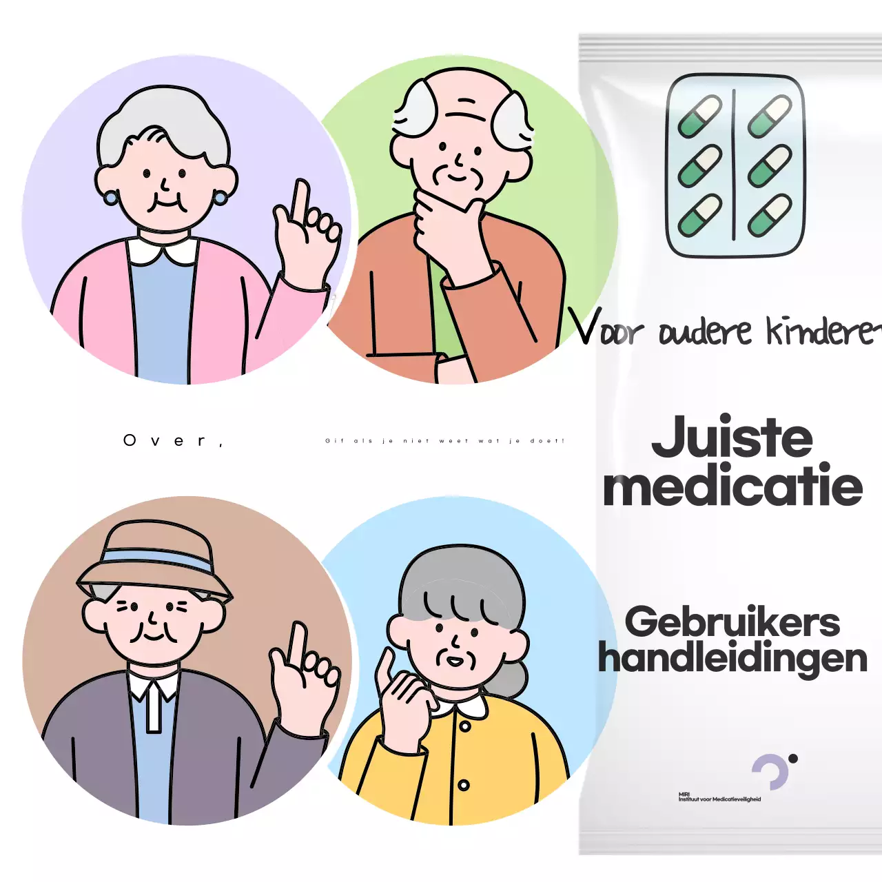 Een pop-art, wit-zwarte gids voor medicijnen voor senioren