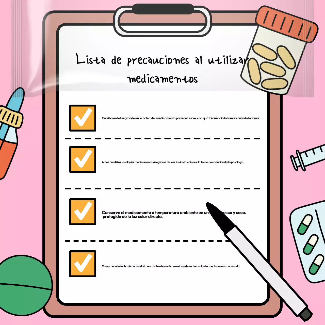 Una guía pop-art en blanco y negro de medicamentos para mayores