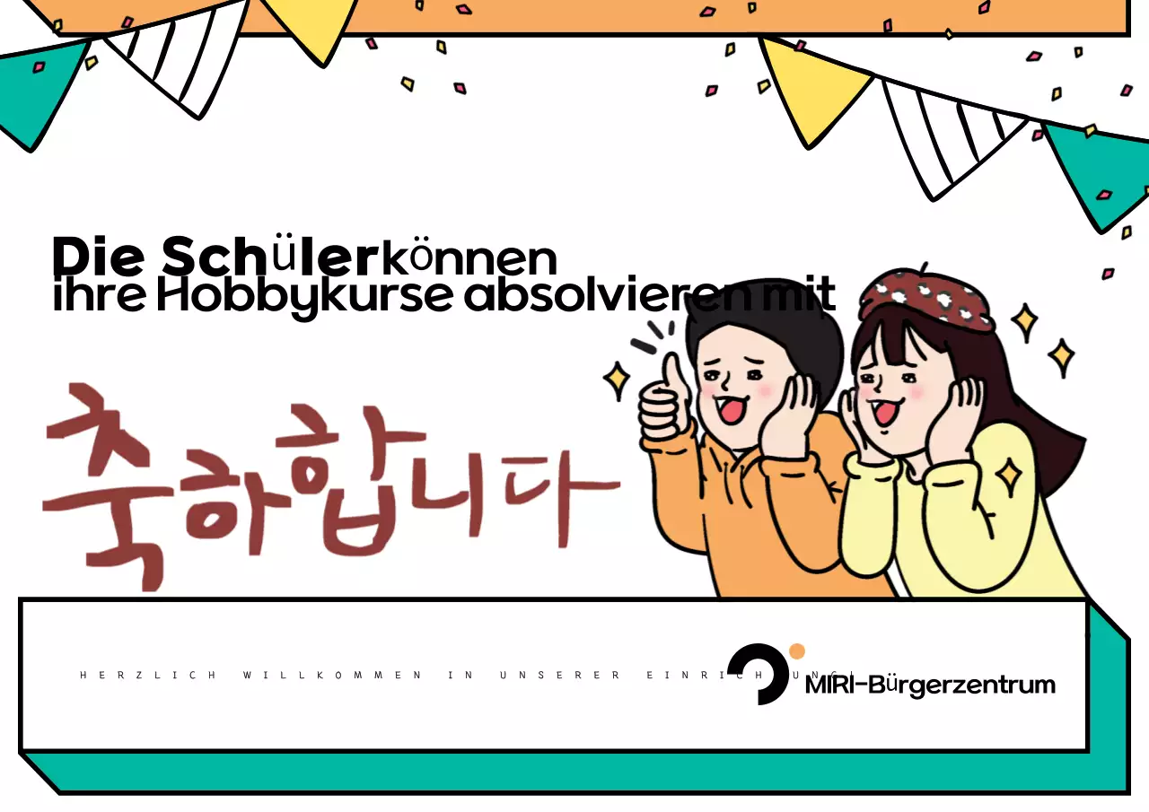 Förderung des Schulabschlusses mit Pop-Art in Weiß und Grün