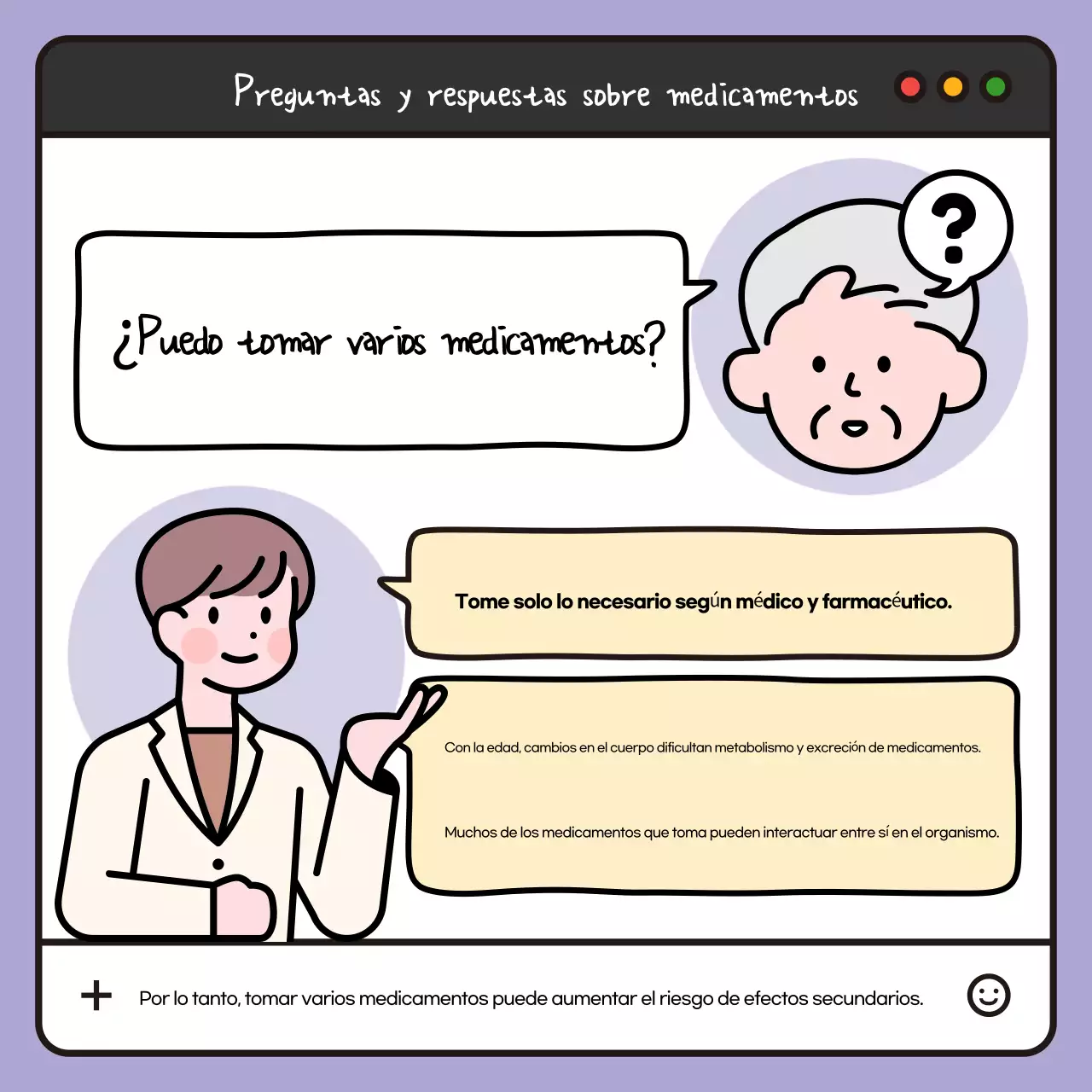 Una guía pop-art en blanco y negro de medicamentos para mayores