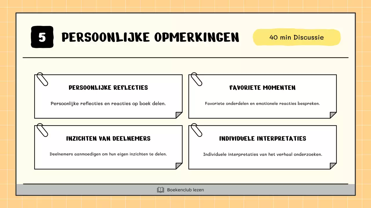 Een kitscherige boekenclub in geel en beige legt uit