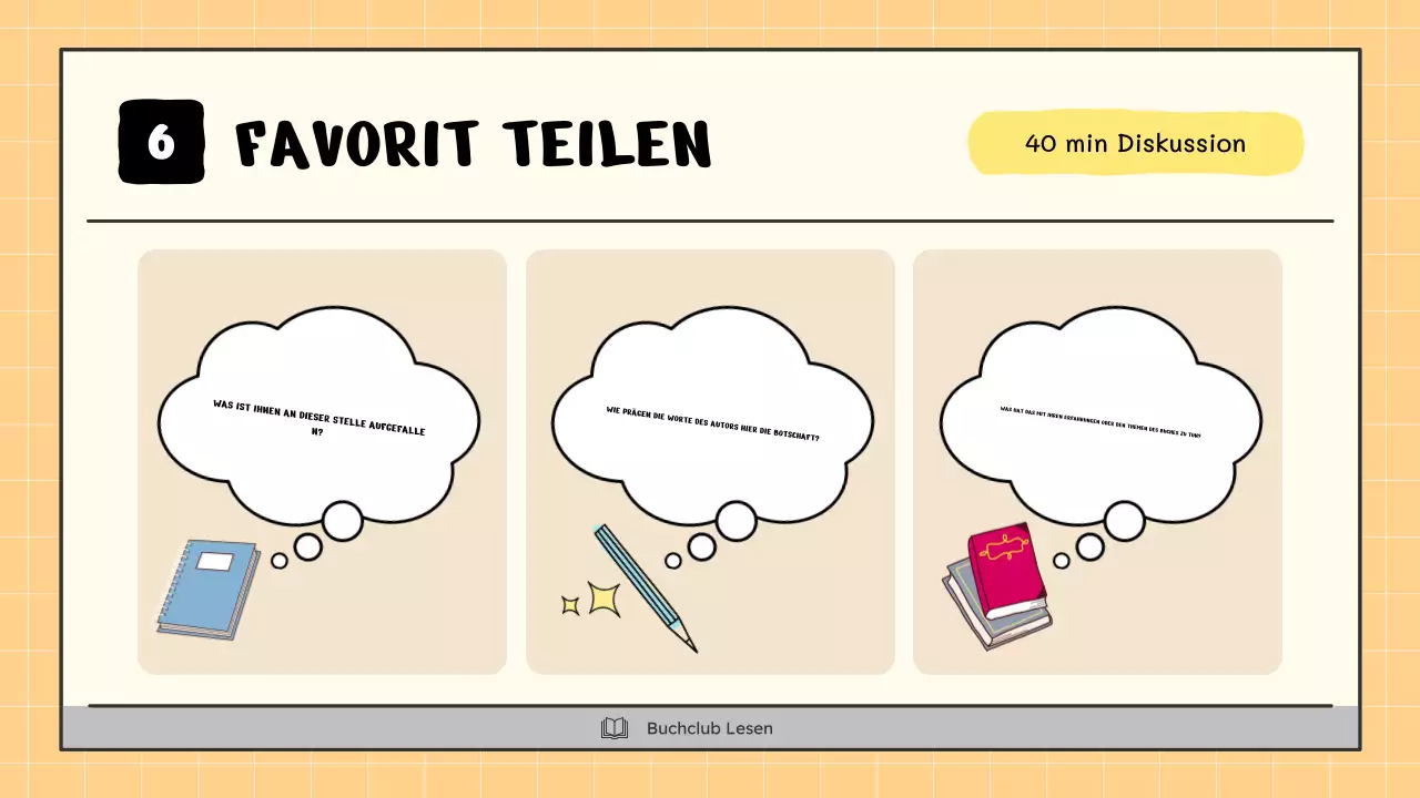 Ein kitschiger Buchclub in Gelb und Beige erklärt