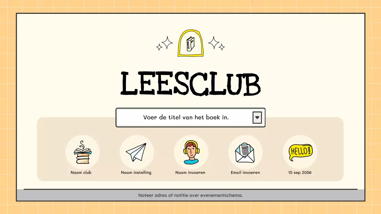 Een kitscherige boekenclub in geel en beige legt uit