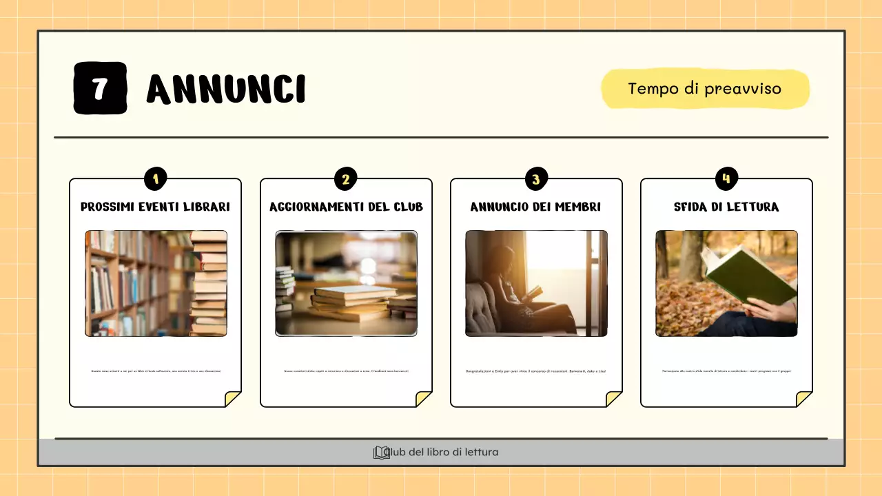 Un club del libro kitsch in giallo e beige, ha spiegato