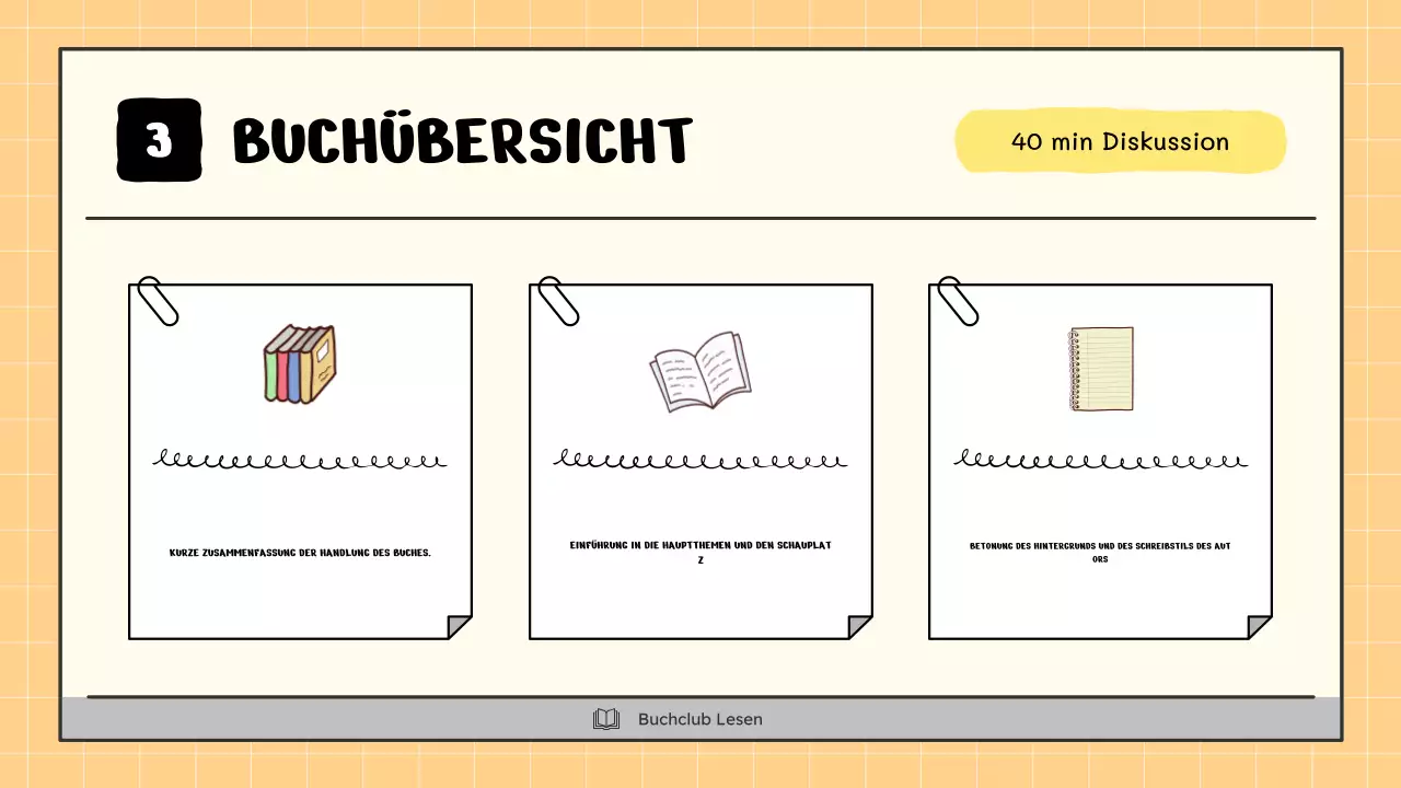 Ein kitschiger Buchclub in Gelb und Beige erklärt