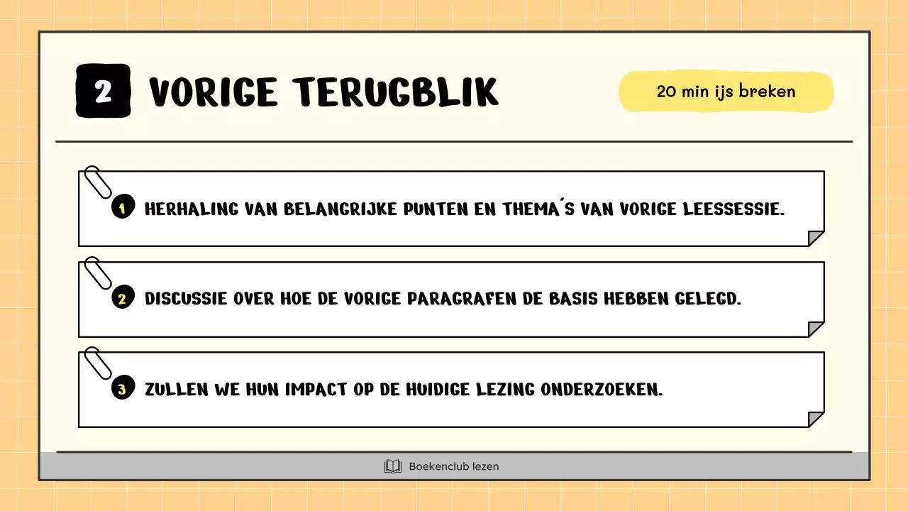 Een kitscherige boekenclub in geel en beige legt uit