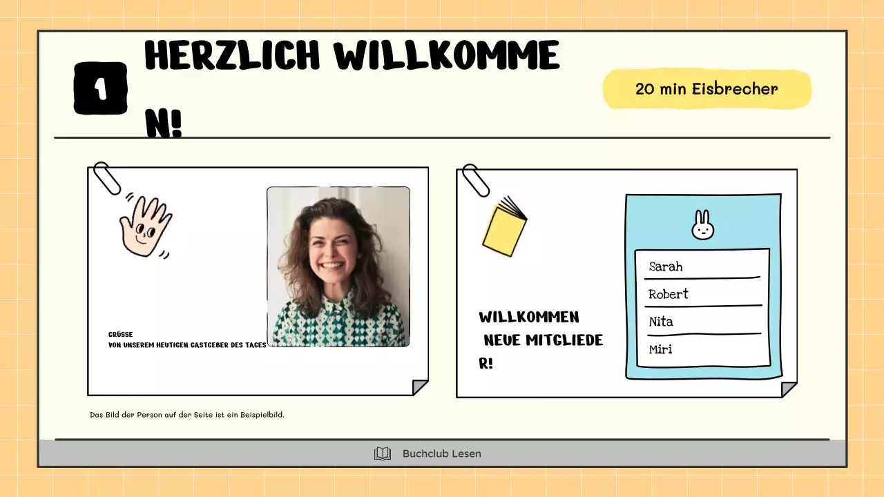 Ein kitschiger Buchclub in Gelb und Beige erklärt