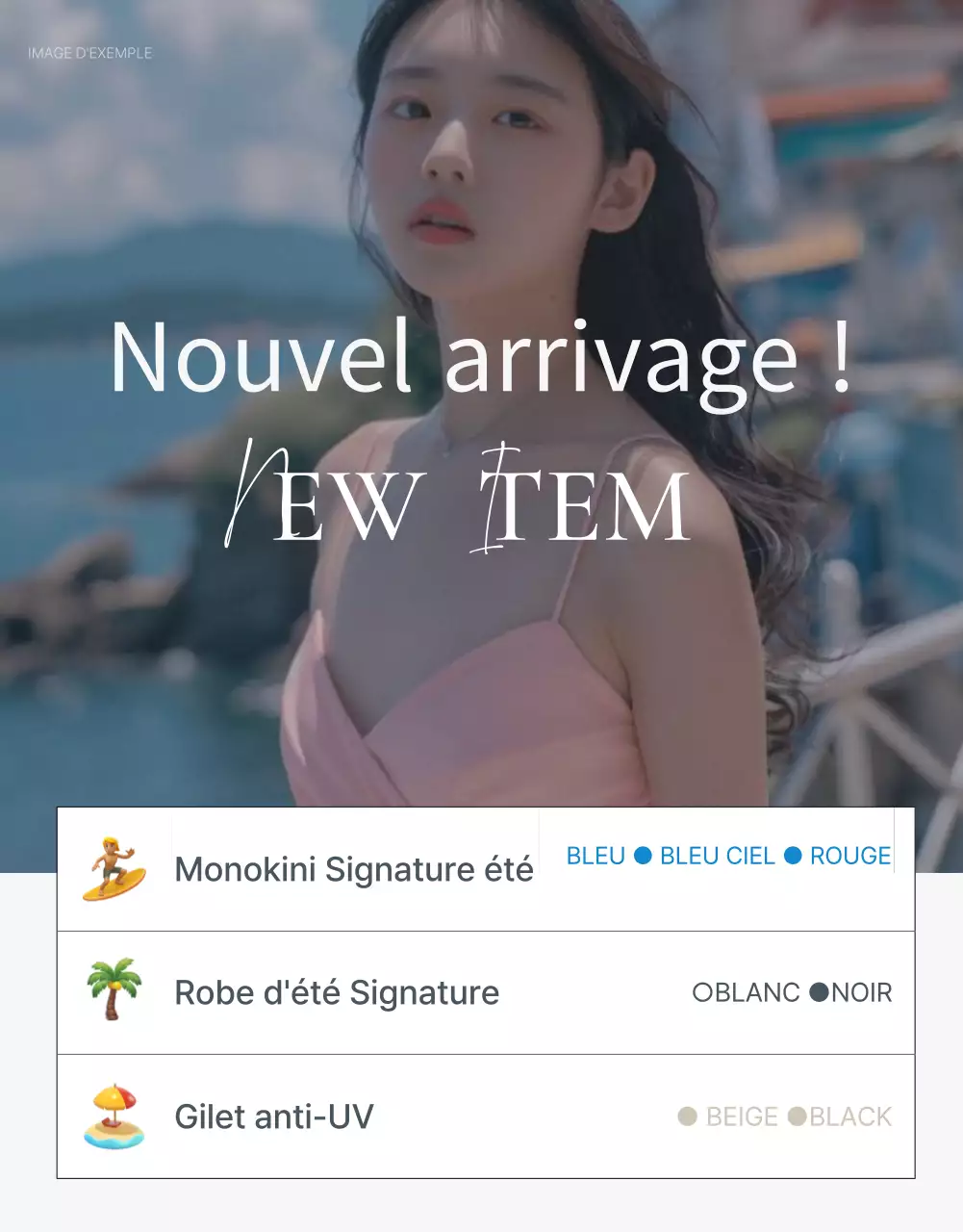 Concept d'emoji de vacances d'été en bleu et bleu clair pour promouvoir la mode