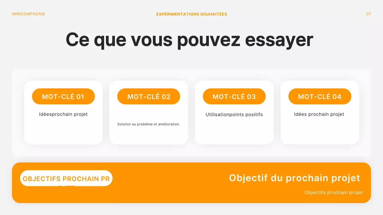 Pont de réunion moderne de rétrospective de projet en orange et blanc