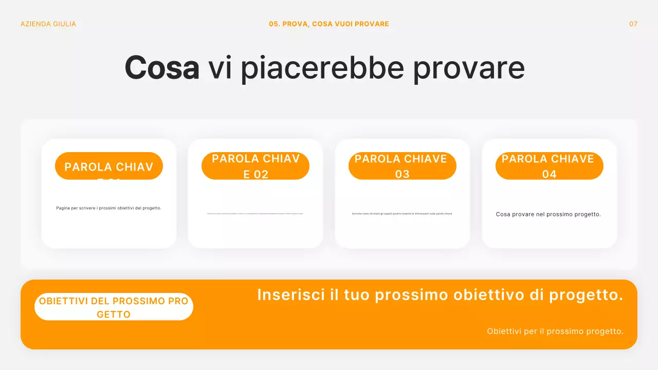 Moderna piattaforma per riunioni retrospettive di progetto in arancione e bianco