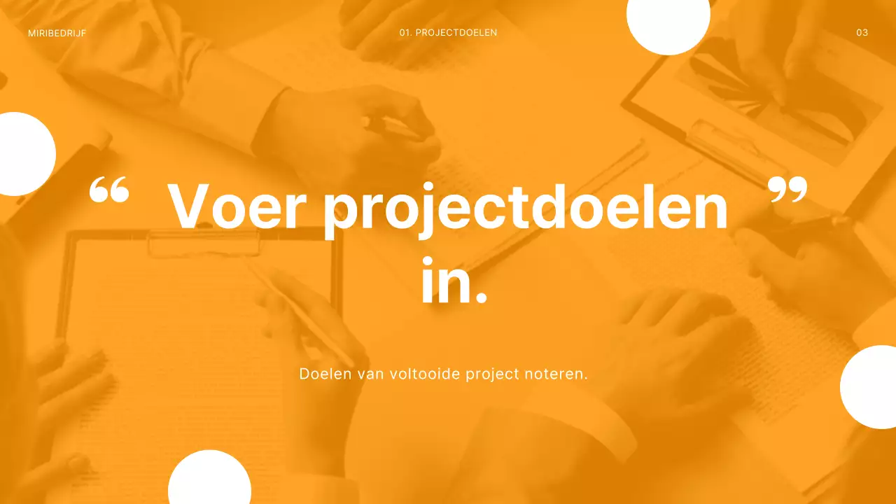 Modern project retrospectief vergaderdek in oranje en wit