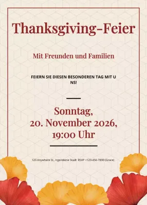 Beige Classic Thanksgiving-Feier Einladung