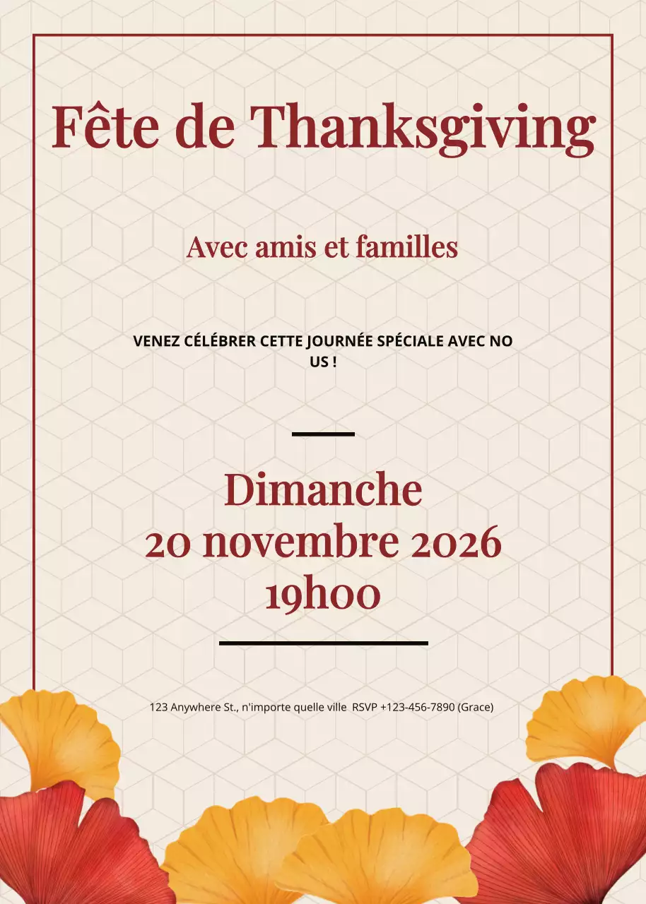 Beige Classic Thanksgiving Invitation Celebration