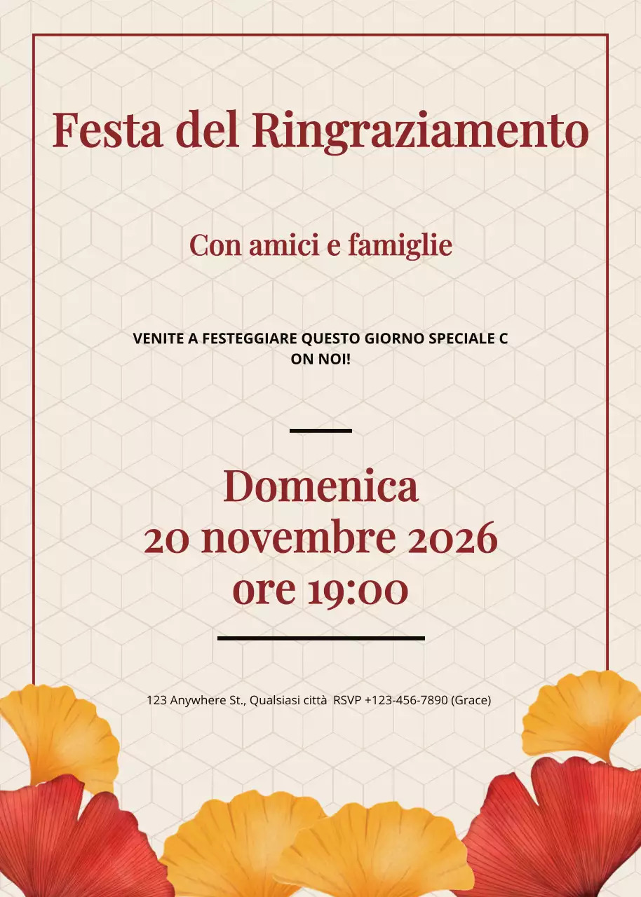 Invito classico beige per la festa del Ringraziamento