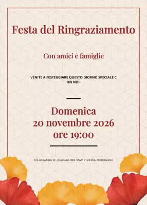 Invito classico beige per la festa del Ringraziamento
