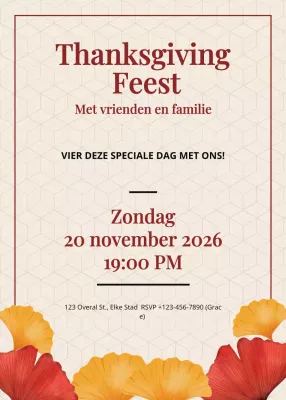 Klassieke Thanksgiving-uitnodiging beige