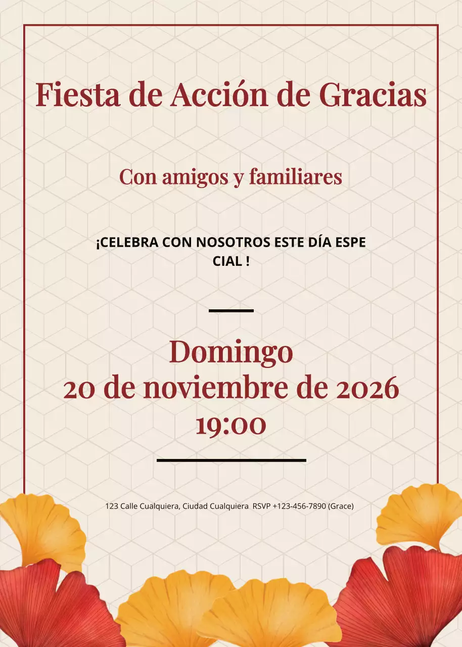 Invitación clásica beige para la celebración de Acción de Gracias
