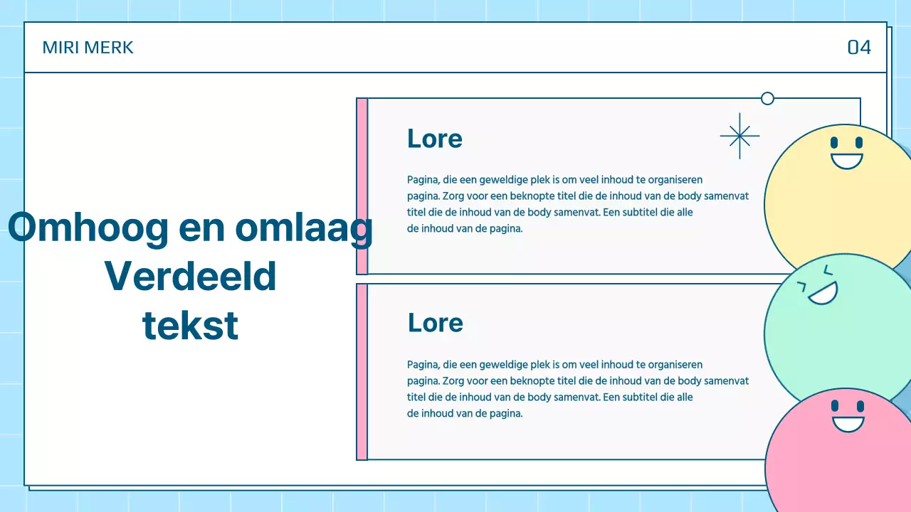 Een mooie persoonlijke presentatiepost in wit en blauw