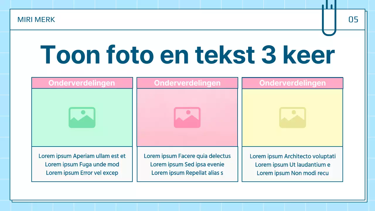 Een mooie persoonlijke presentatiepost in wit en blauw