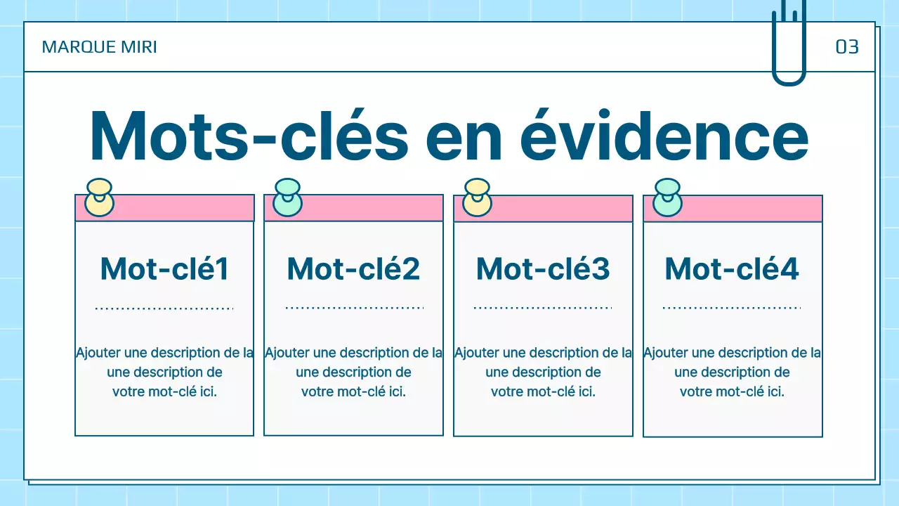 Un joli poste de présentation personnel en blanc et bleu