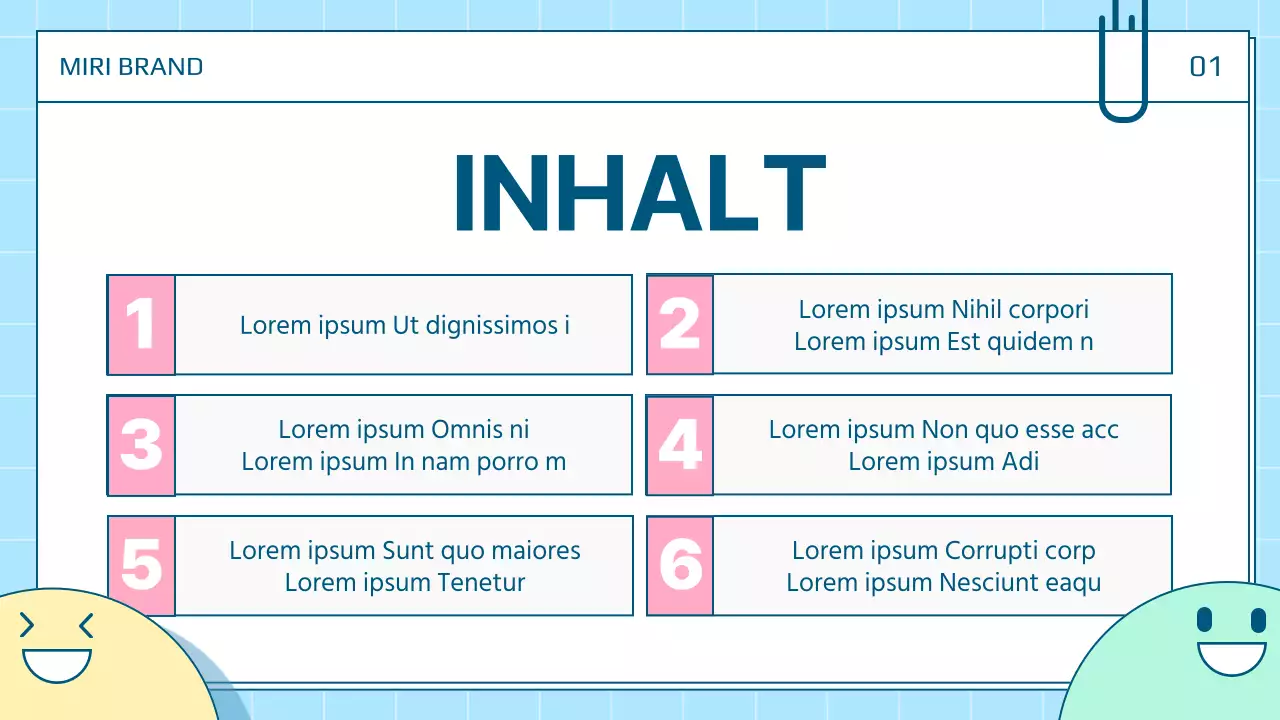 Eine hübsche persönliche Präsentationspost in Weiß und Blau