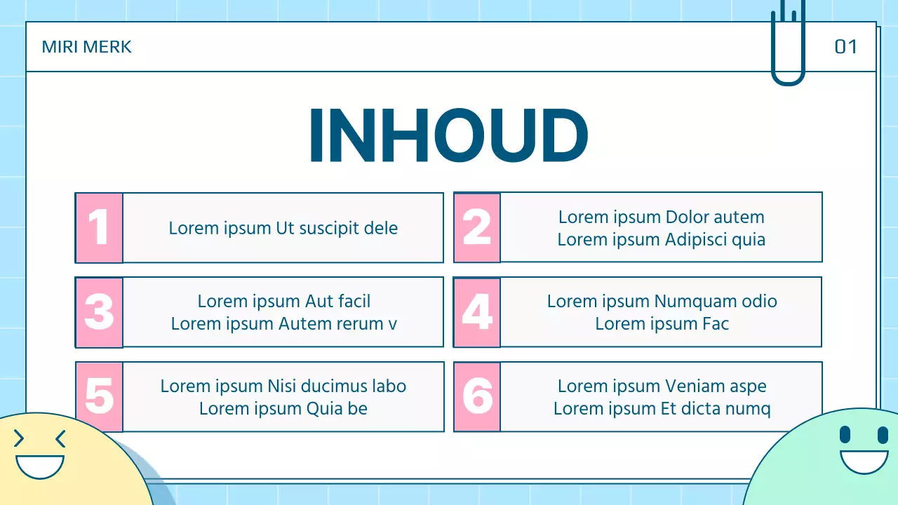 Een mooie persoonlijke presentatiepost in wit en blauw