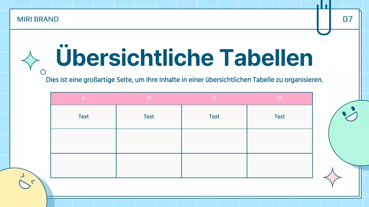 Eine hübsche persönliche Präsentationspost in Weiß und Blau