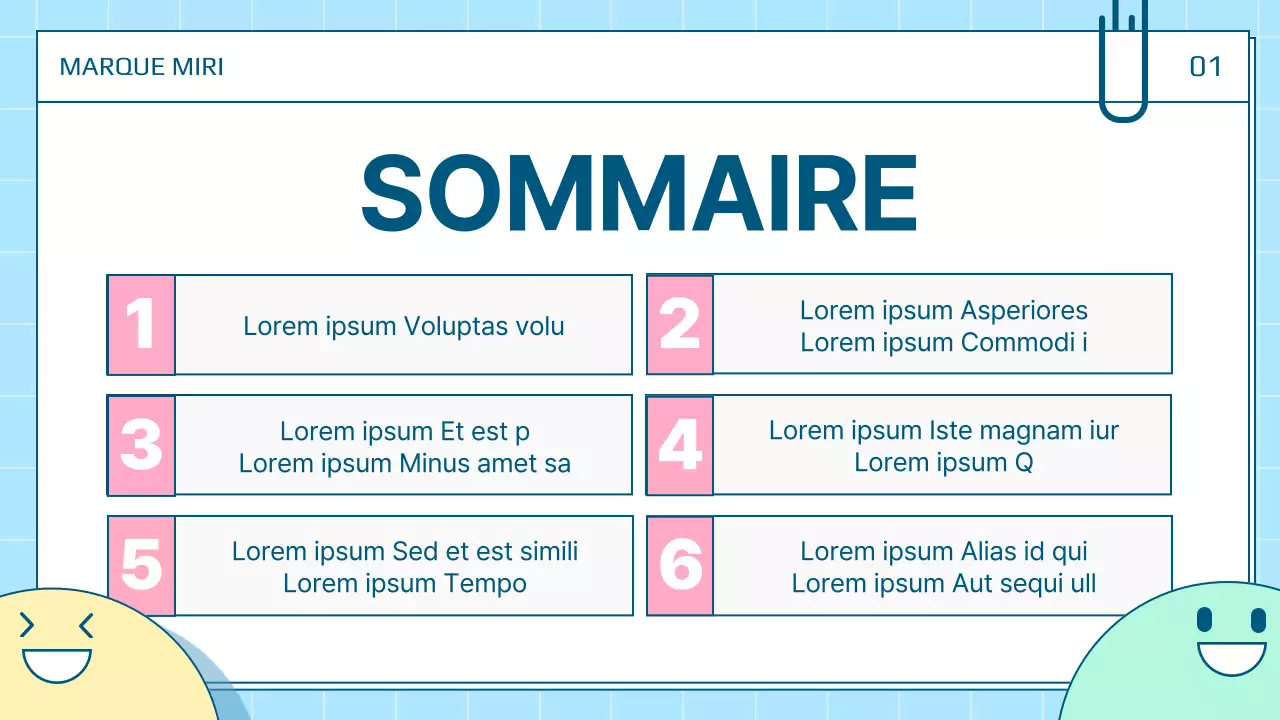 Un joli poste de présentation personnel en blanc et bleu