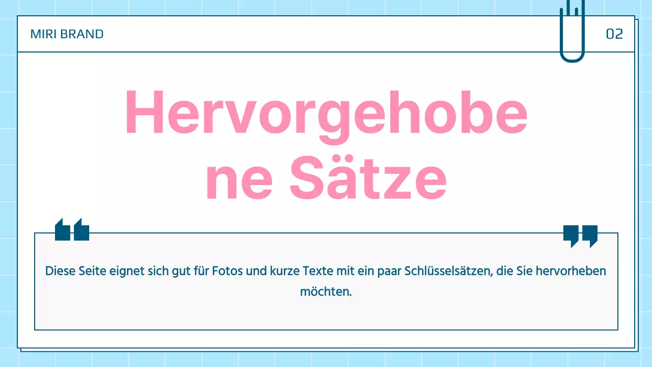 Eine hübsche persönliche Präsentationspost in Weiß und Blau