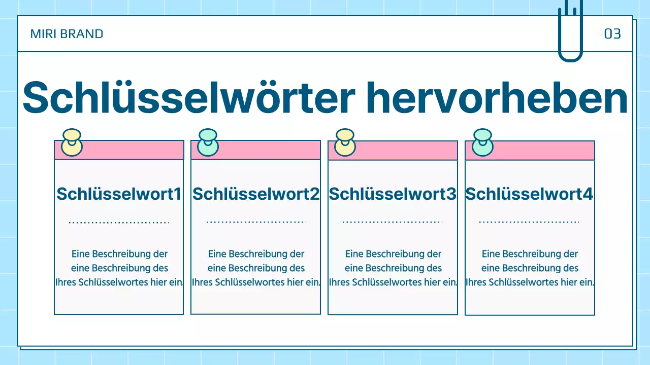 Eine hübsche persönliche Präsentationspost in Weiß und Blau